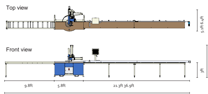 9.8ft 5.8ft 21.3ft 36.9ft 3ft 5.1ft 6.4ft Front view Top view