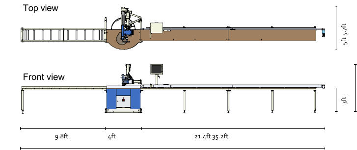 9.8ft 4ft 21.4ft 35.2ft 3ft 5ft 5.7ft Front view Top view