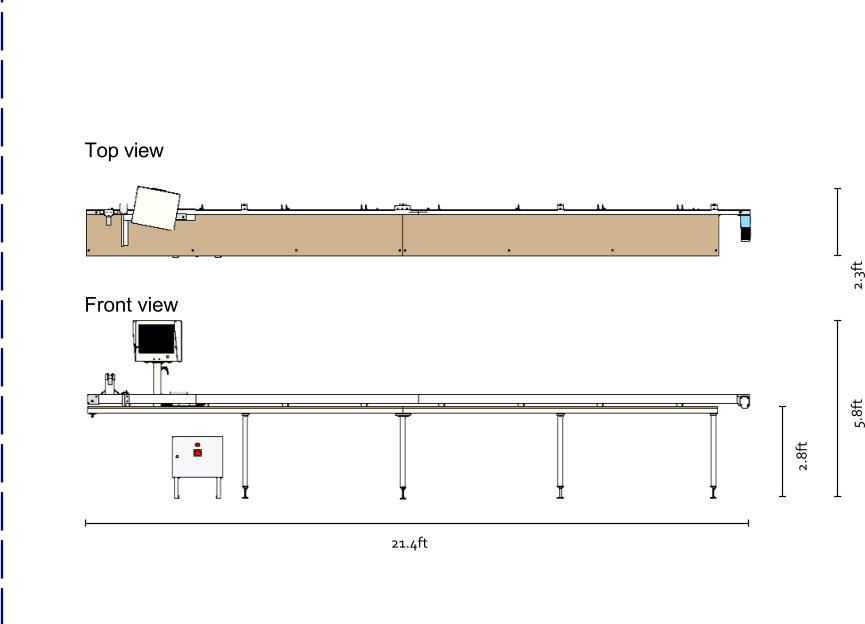 21.4ft 2.8ft 5.8ft 2.3ft Front view Top view